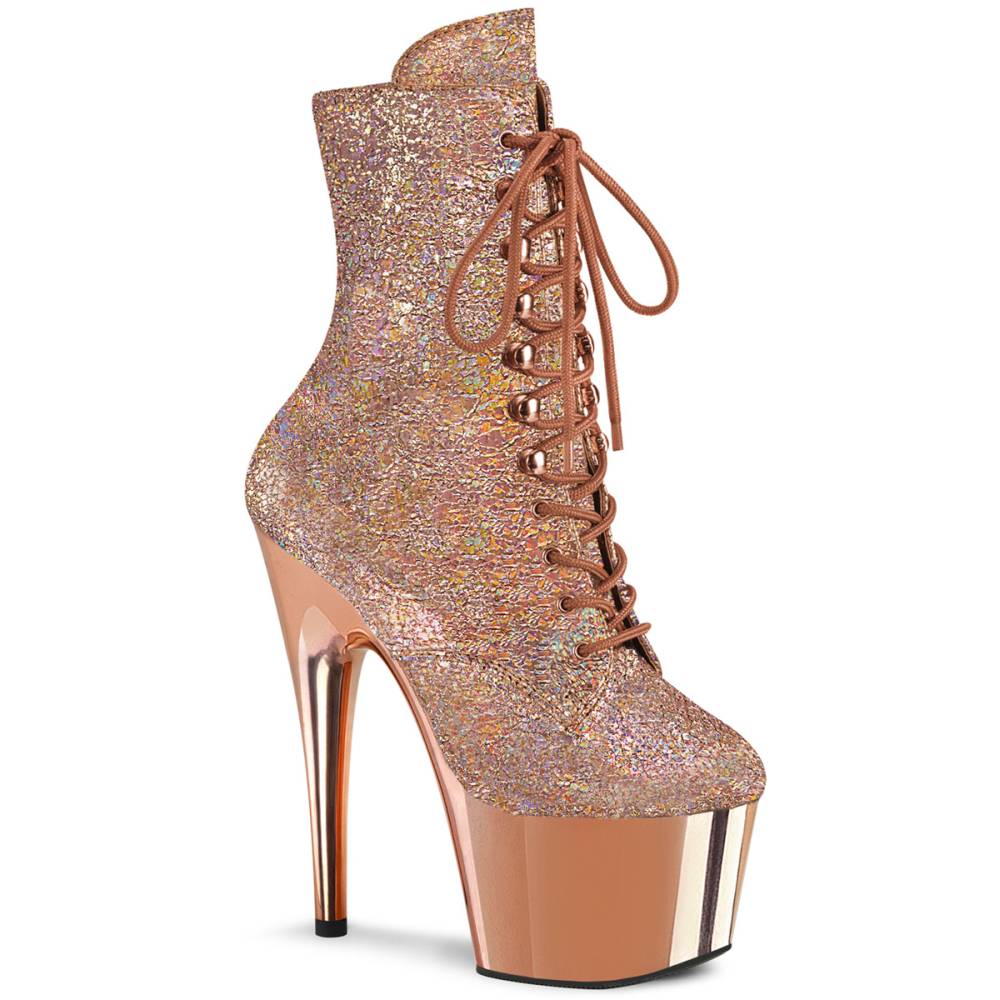 Pleaser - ADORE1020HM Plateau Laarzen, Paaldans schoenen - Roségoudkleurig